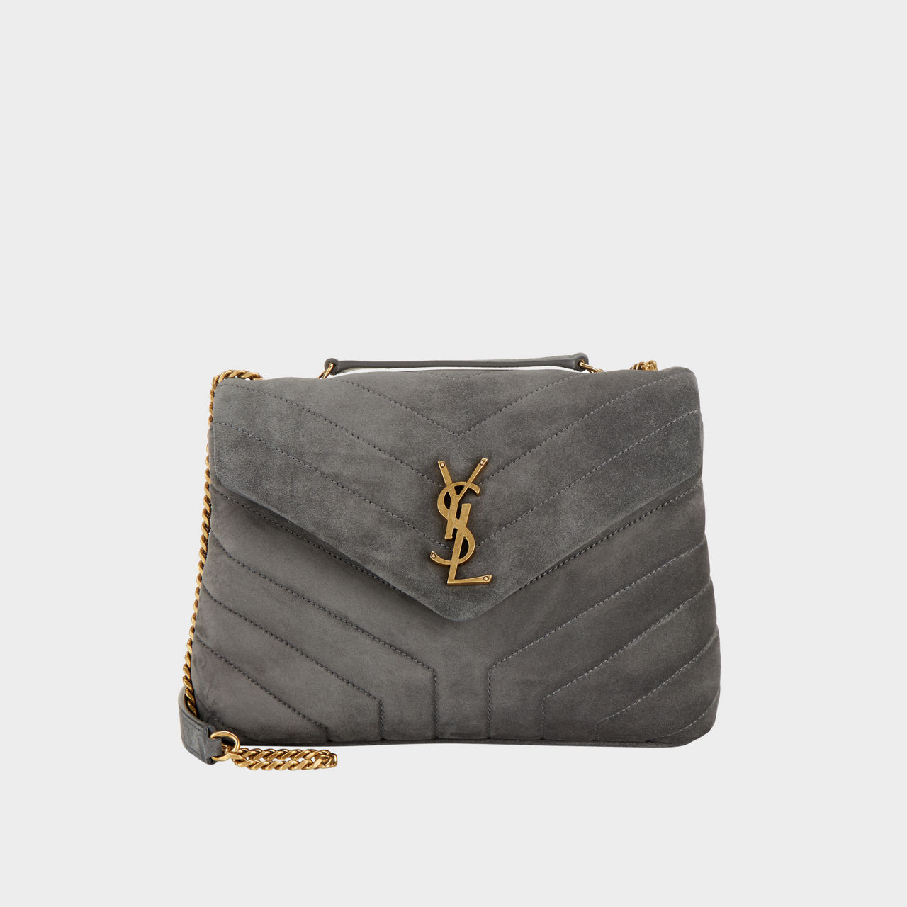 SAINT LAURENT Lou Lou Small Quilted Suede Shoulder Bag