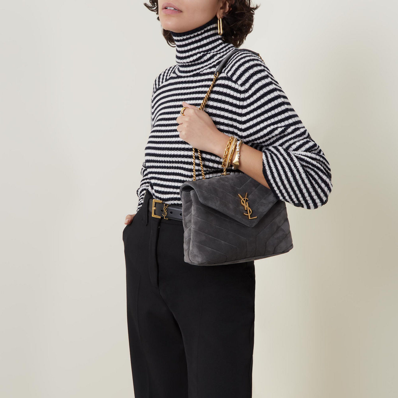 LOU BACKPACK 33 IN BLACK QUILTED CALFSKIN SILVER HARDWARE