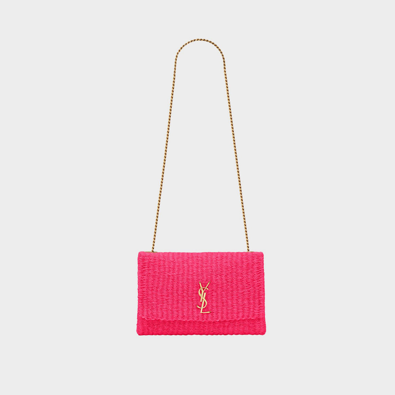 SAINT LAURENT Kate Medium Raffia Chain Bag