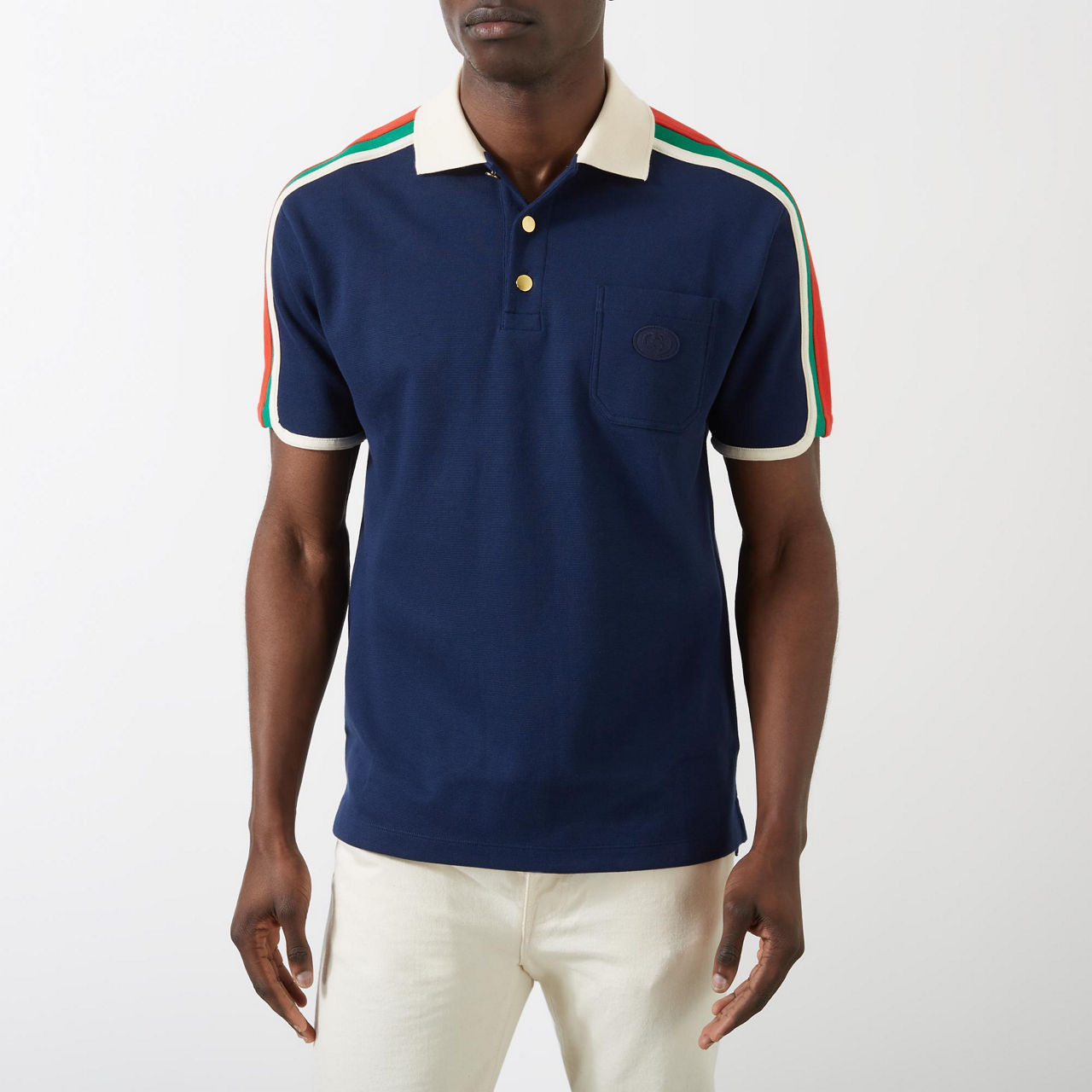 Mens white outlet gucci polo shirt