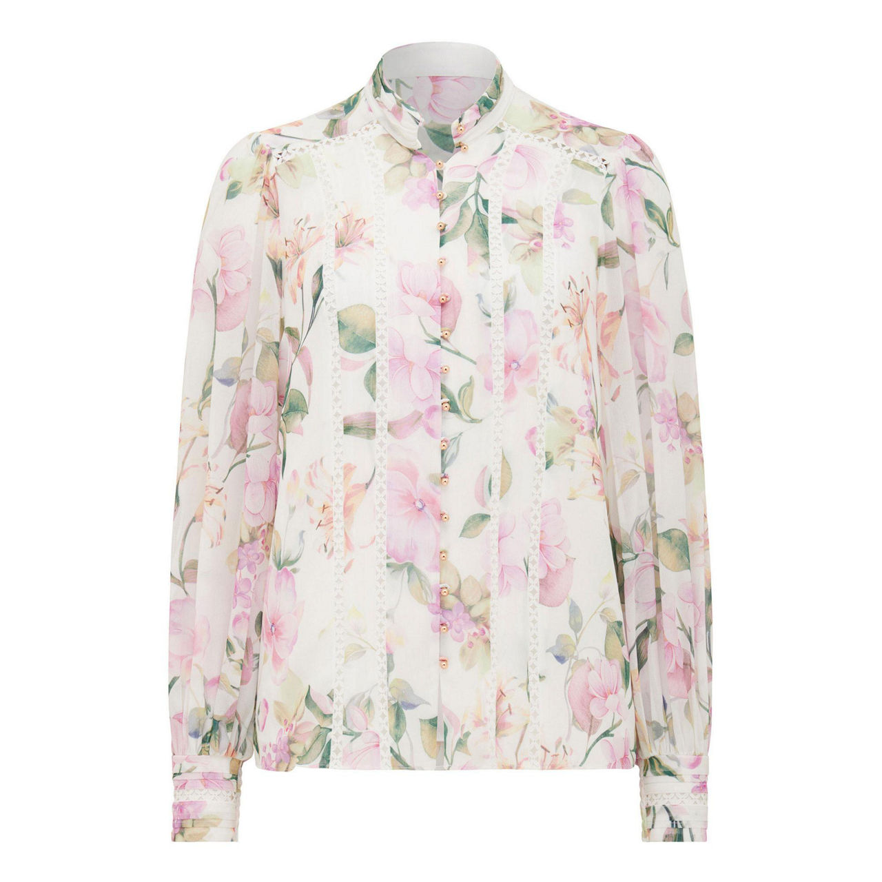 FOREVER NEW Fifi Printed Trim Spliced Blouse