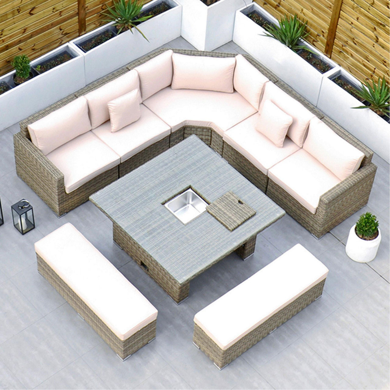 RW Extra Long Corner Sofa Set with Rising Table