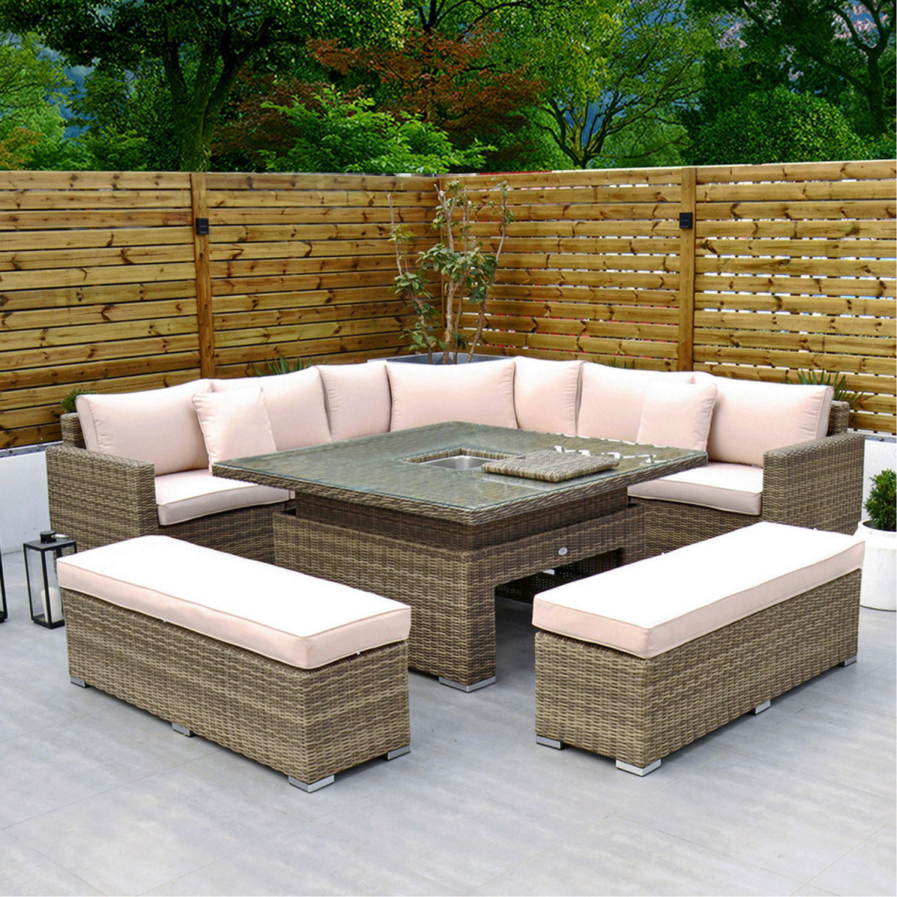 RW Extra Long Corner Sofa Set with Rising Table