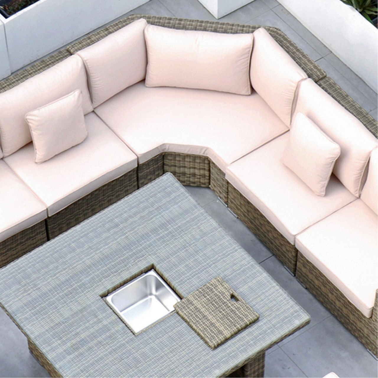 RW Extra Long Corner Sofa Set with Rising Table