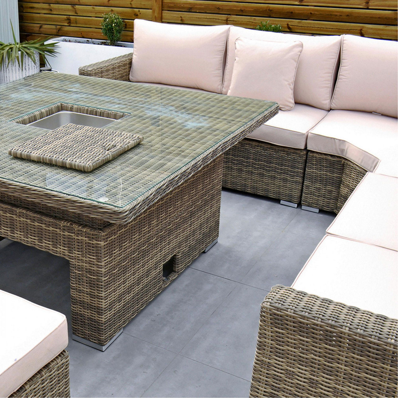 RW Extra Long Corner Sofa Set with Rising Table