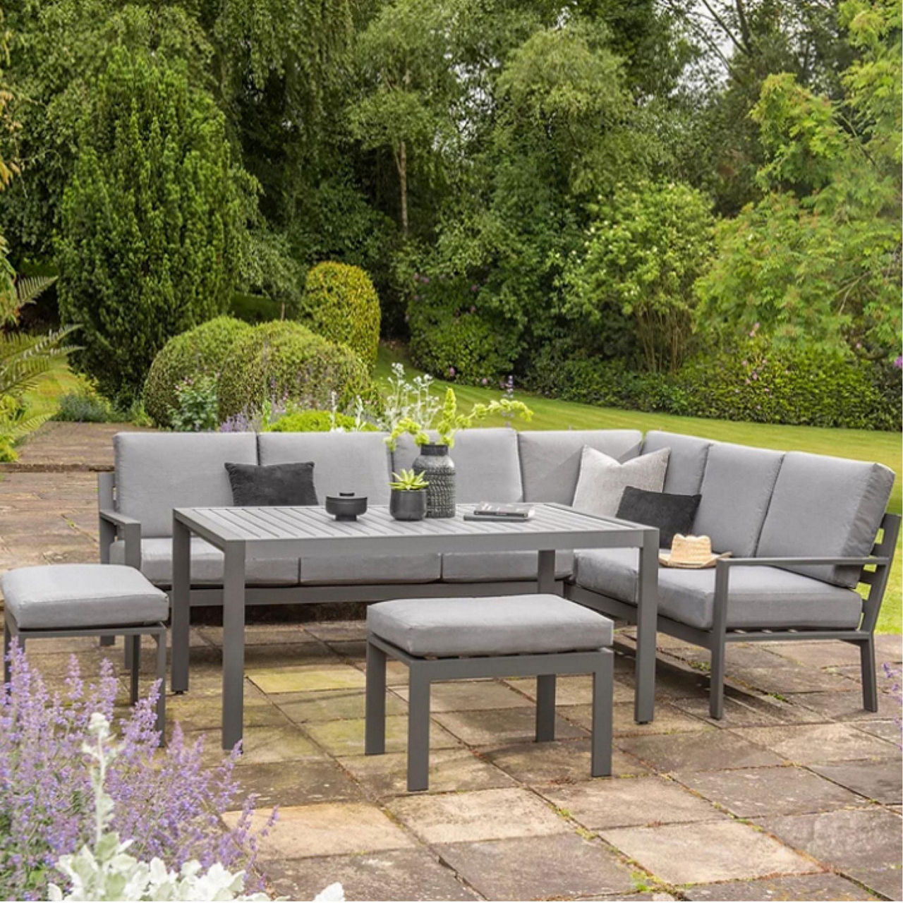 RATHWOOD Titchwell Corner Sofa Set with Standard Table Grey
