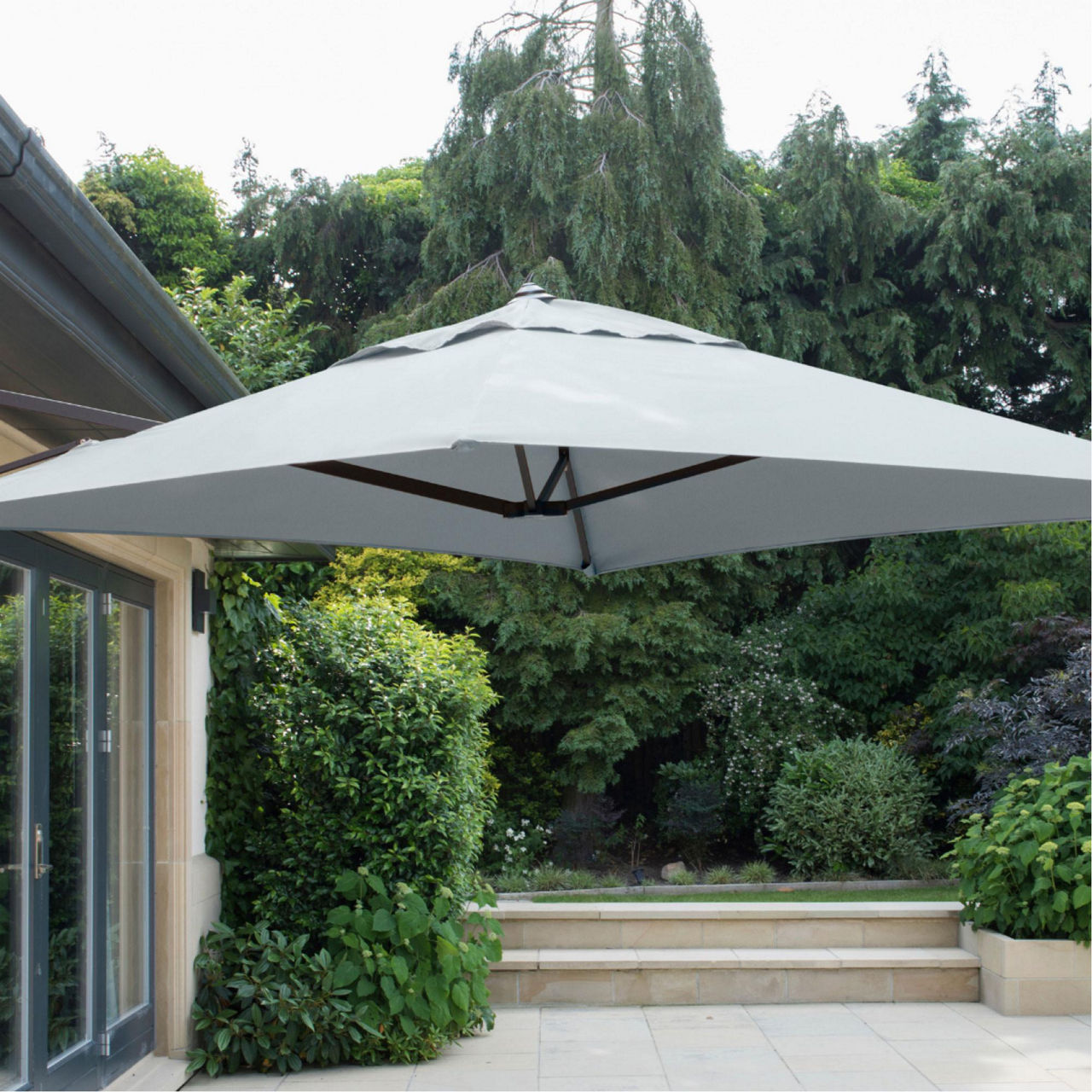 Wall Mounted Cantilever Parasol with Cover Grey