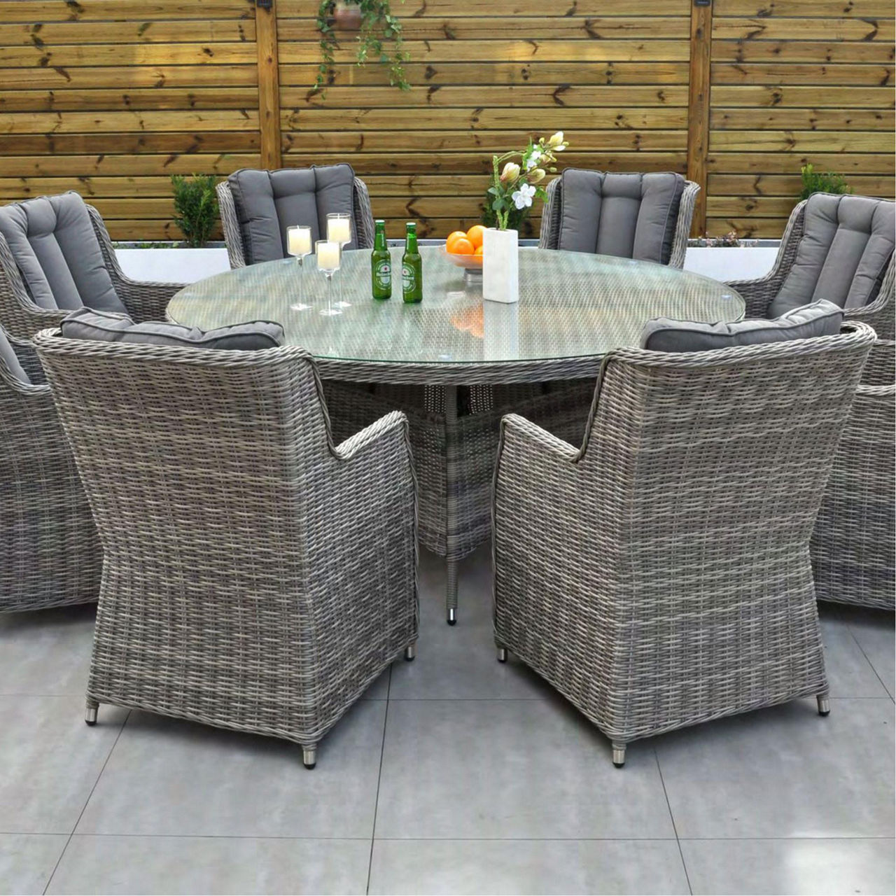 Yale 8 Seat Dining Set with 170cm Round Table Dark Grey
