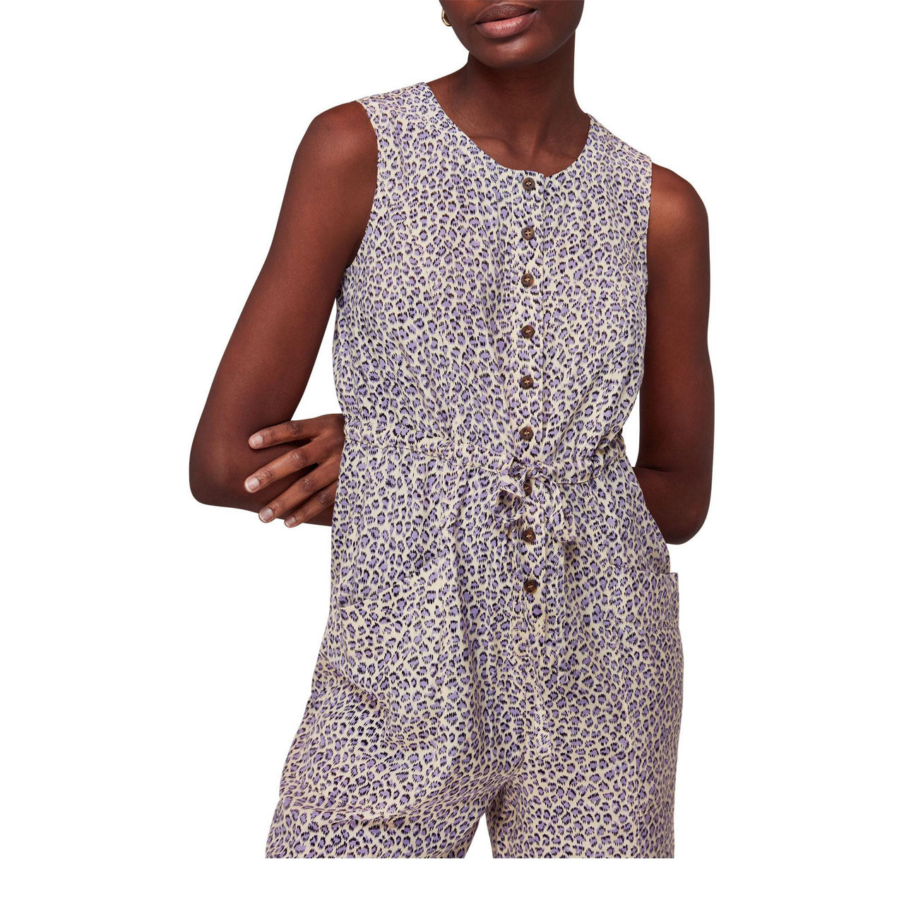 WHISTLES Jess Dashed Leopard Print Jumpsuit