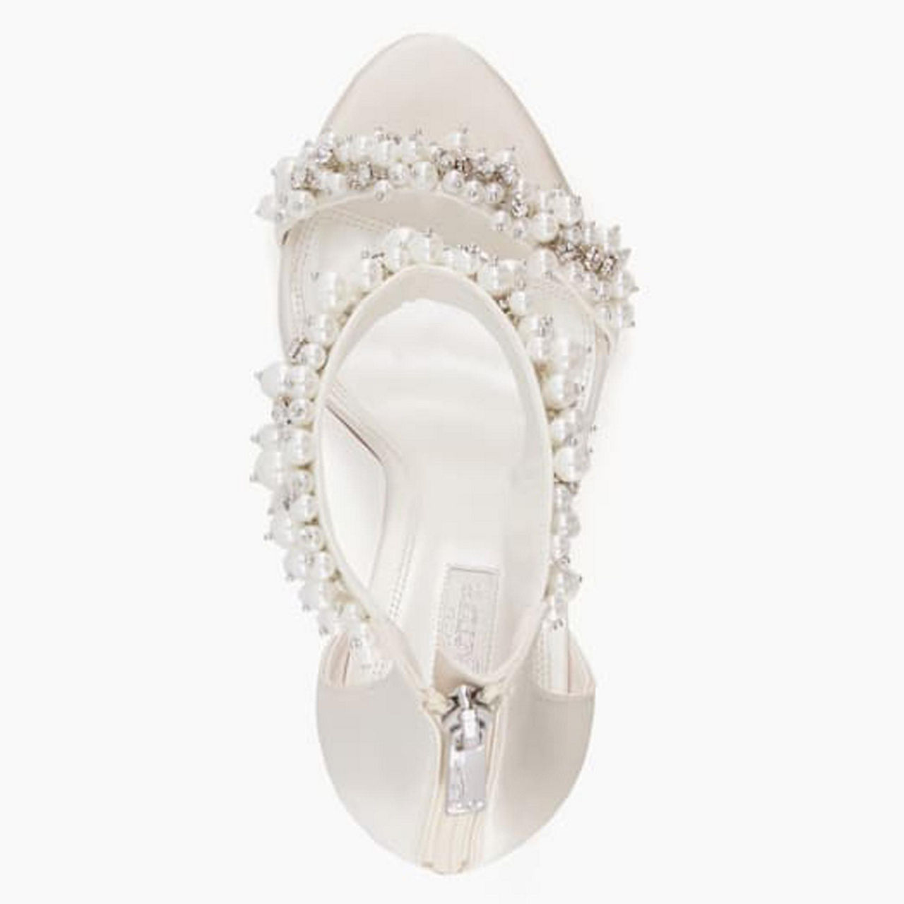 DUNE LONDON Marriage Satin Beaded Ankle Strap Wedding Shoes White