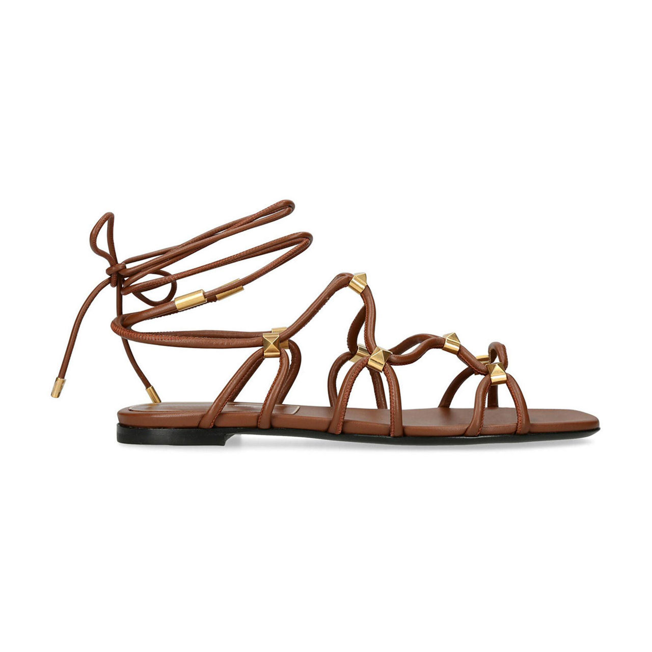 Valentino Garavani Rockstud Net lace-up sandals - Brown