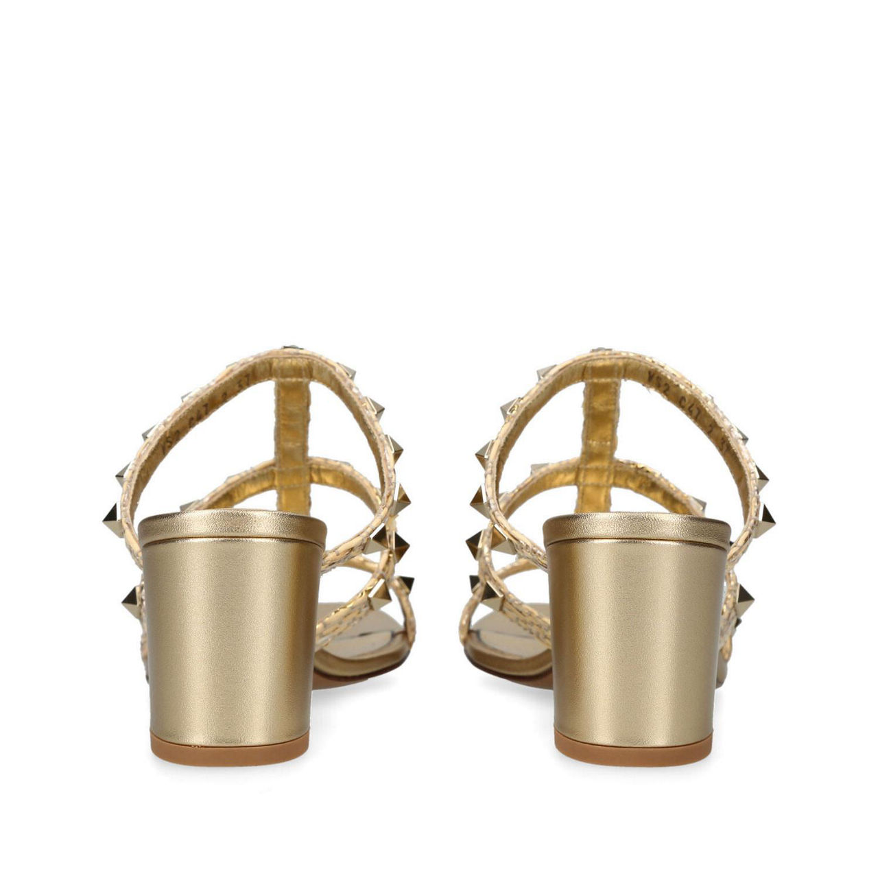 ROCKSTUD CAGED MULES 5 CM IN SILVER CALFSKIN