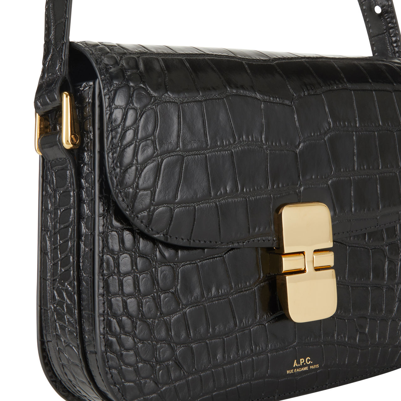 A.P.C. Grace Small Croc-effect Leather Shoulder Bag