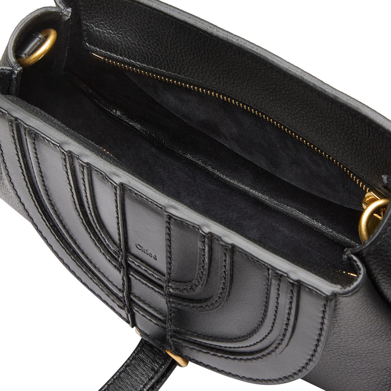 CHLOE Marcie Baguette Leather Shoulder Bag Black