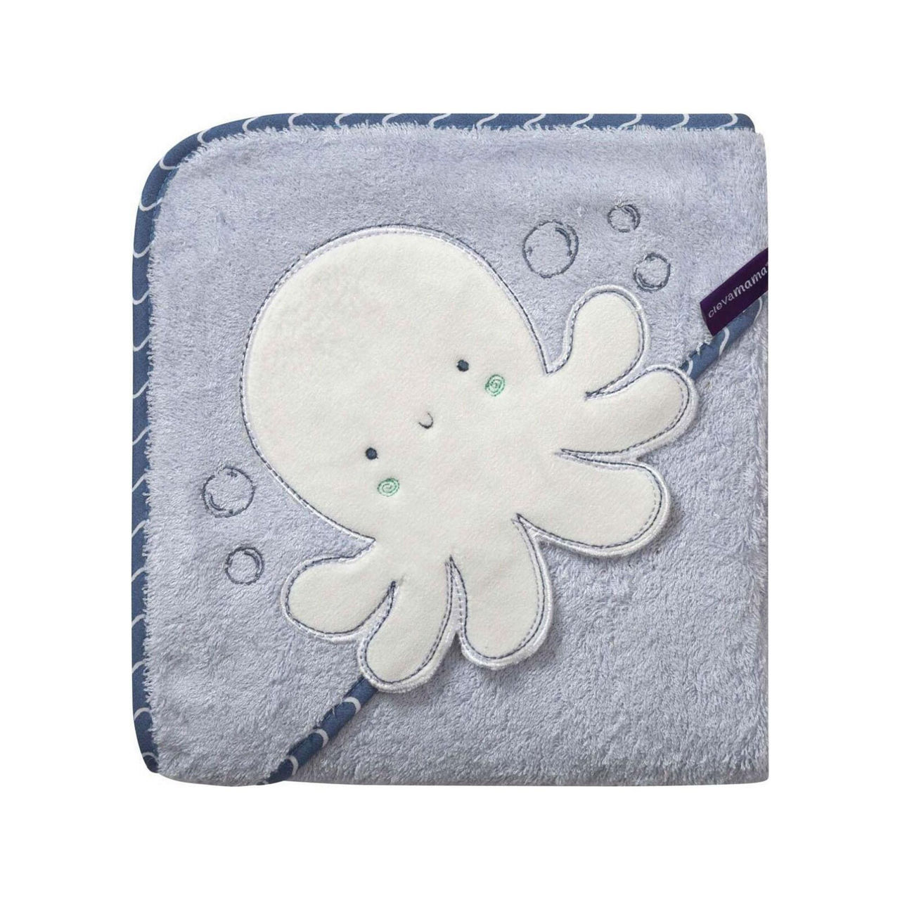 CLEVAMAMA Octopus Bamboo Apron Baby Bath Extra Large Towel