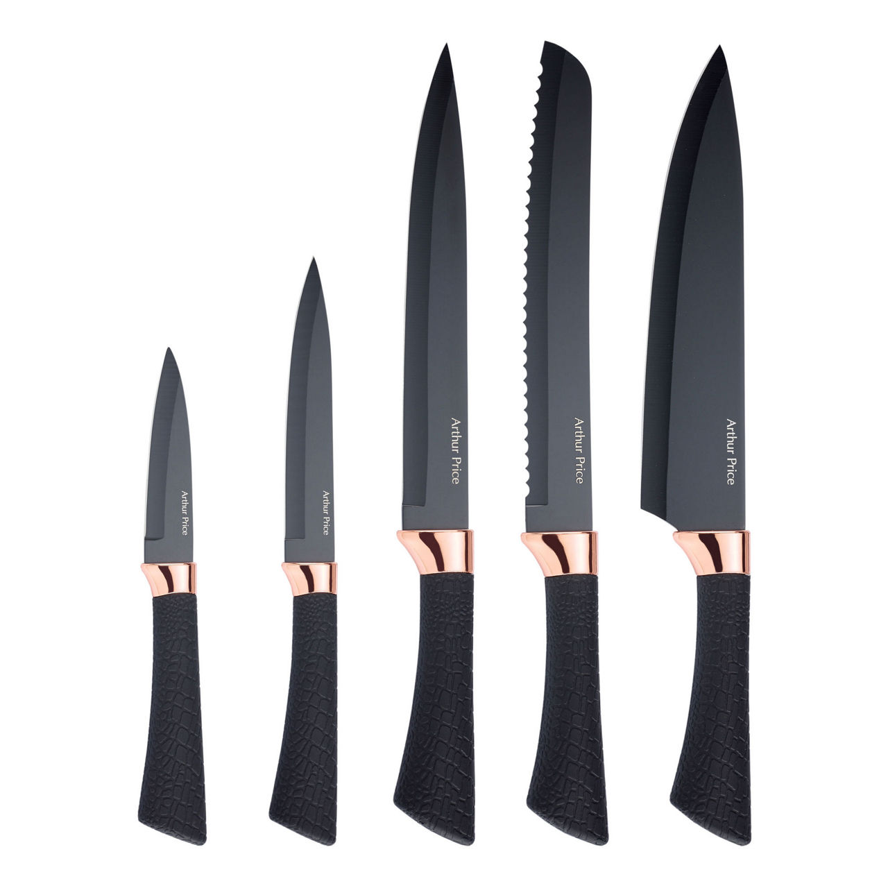 6pcs Copper Knife Set Rose Gold Knife Set & Knife Block with