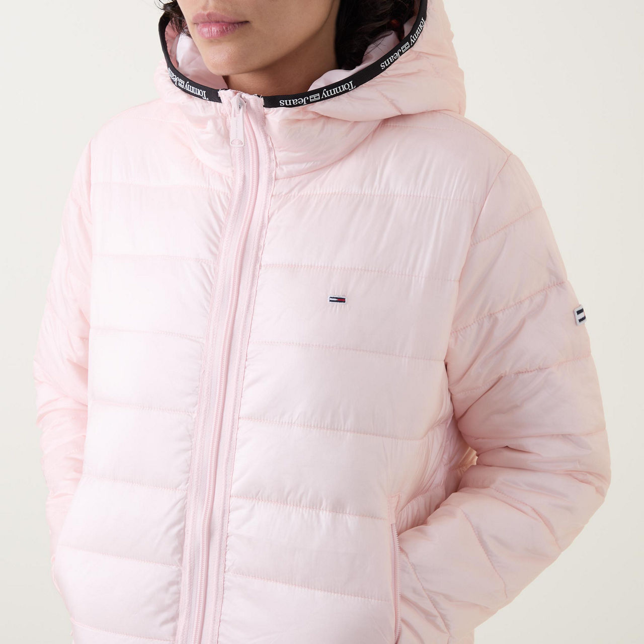 Tommy jeans hooded quilted zip through hotsell