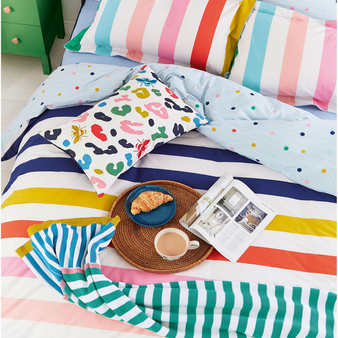 JOULES The Sustainable Edit Rainbow Stripe Duvet Cover Multi