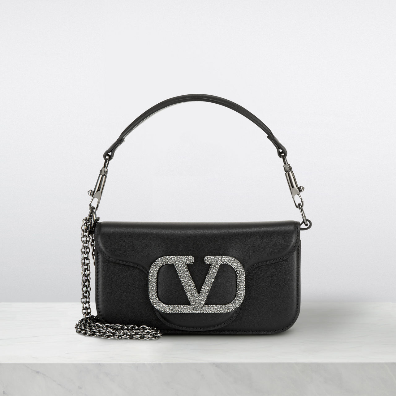 Valentino Loco Micro Calfskin Shoulder Bag With Chain (Shoulder