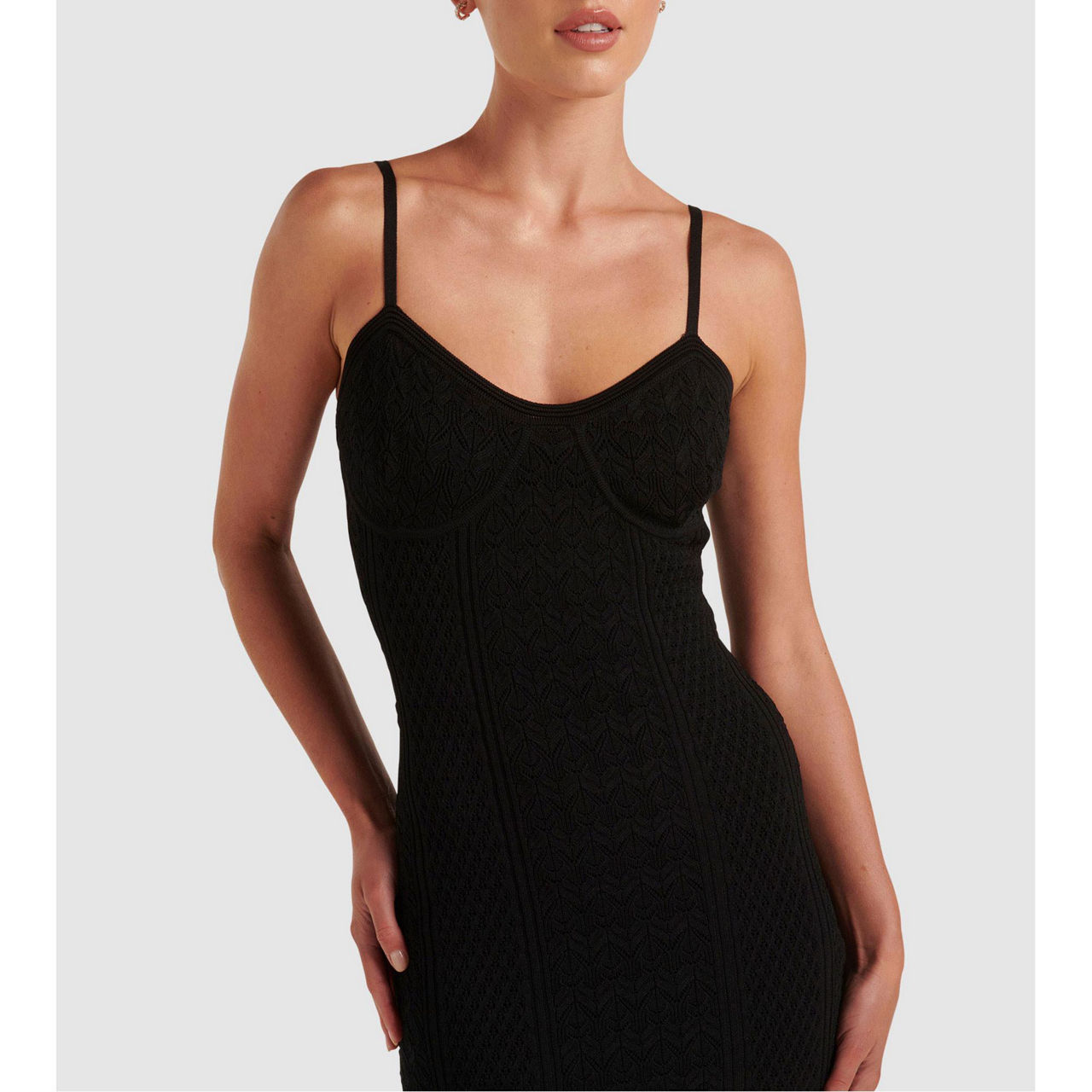 FOREVER NEW Charlie Pointelle Knit Corset Dress