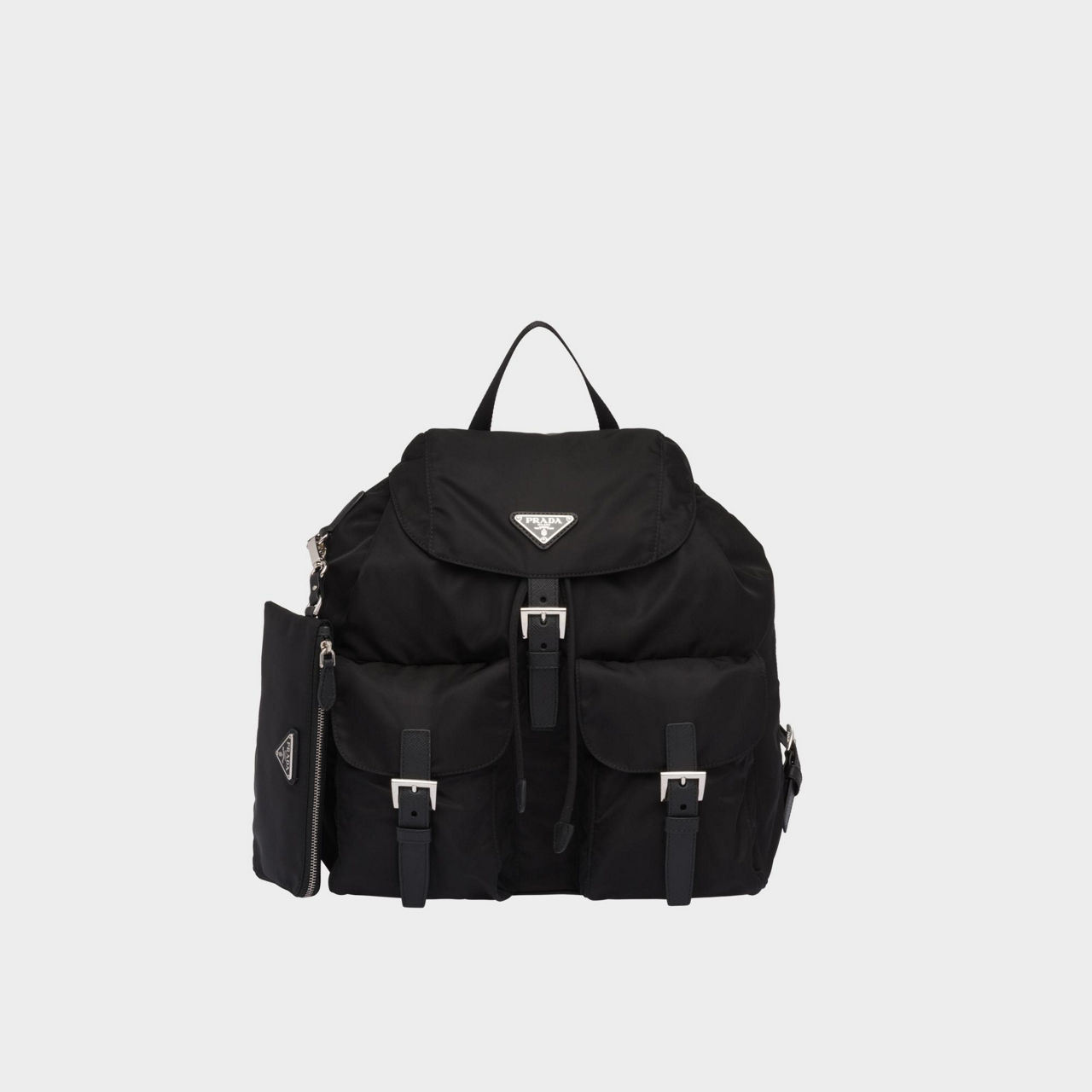 Prada logo plaque online nylon backpack