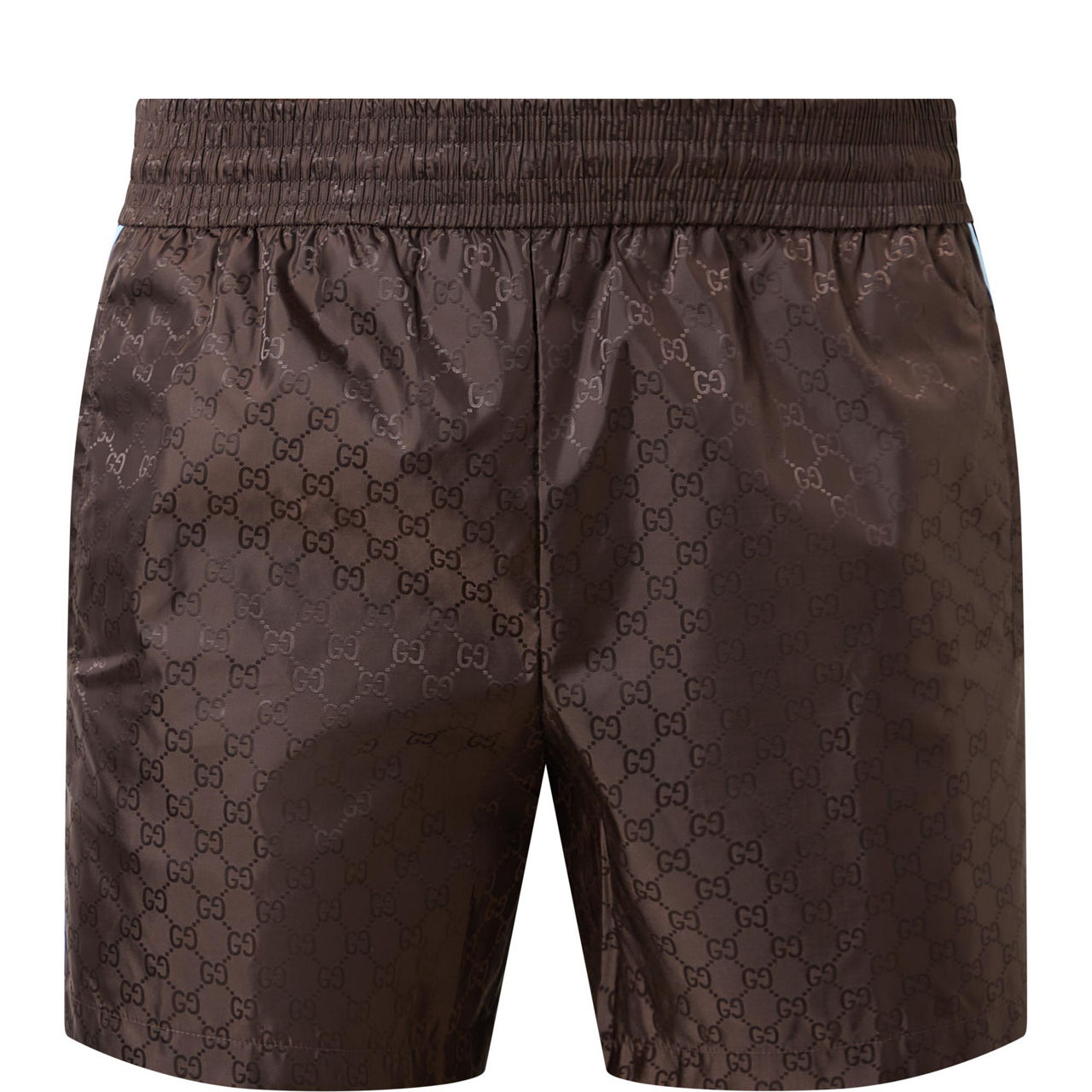 GUCCI Slim-Fit Mid-Length Logo-Print Striped Swim Shorts for Men