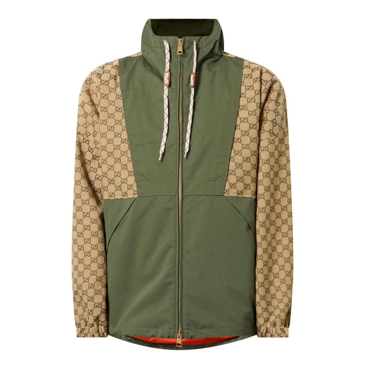 GG Jacquard Fleece Jacket Camel and Dark Brown