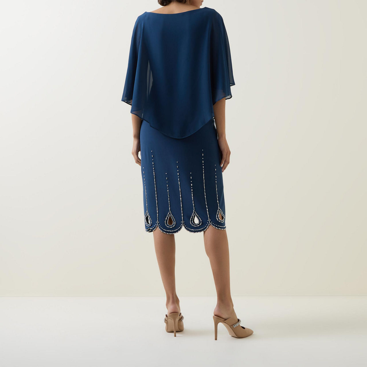 V-Neck Chiffon Midi Dress Batwing Sleeve Irregular Hem A-Line Evening Party Gown main image 0