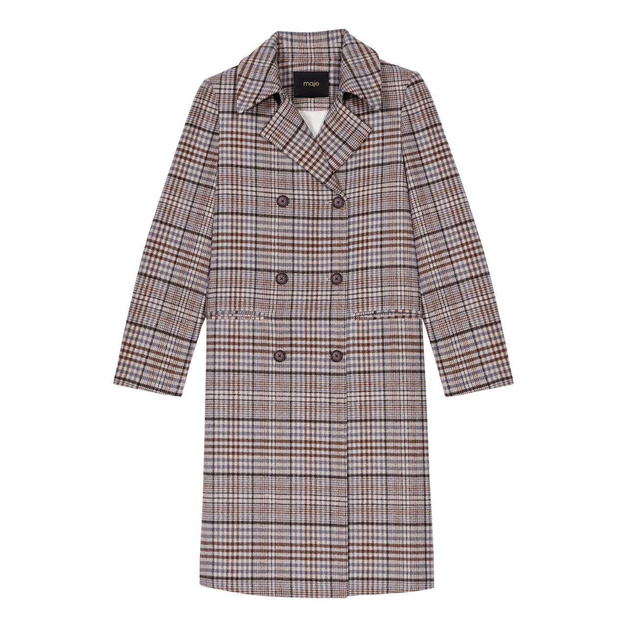 maje checked double face coat