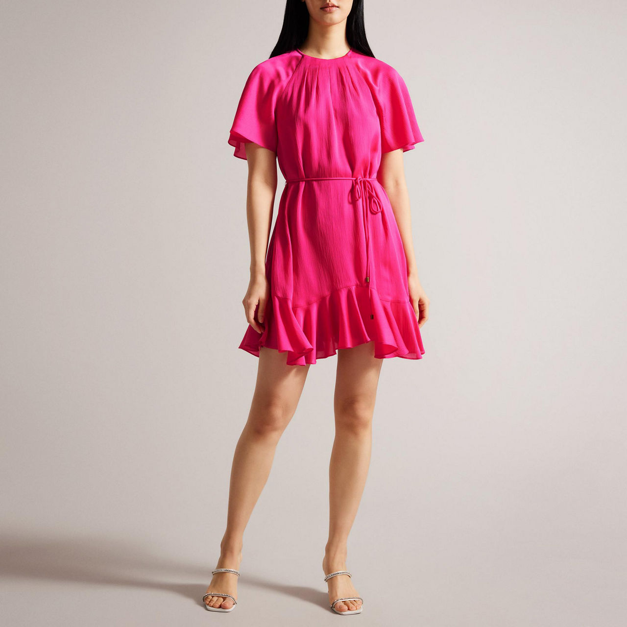 Elsieee Fluted Hem Mini Skater Dress