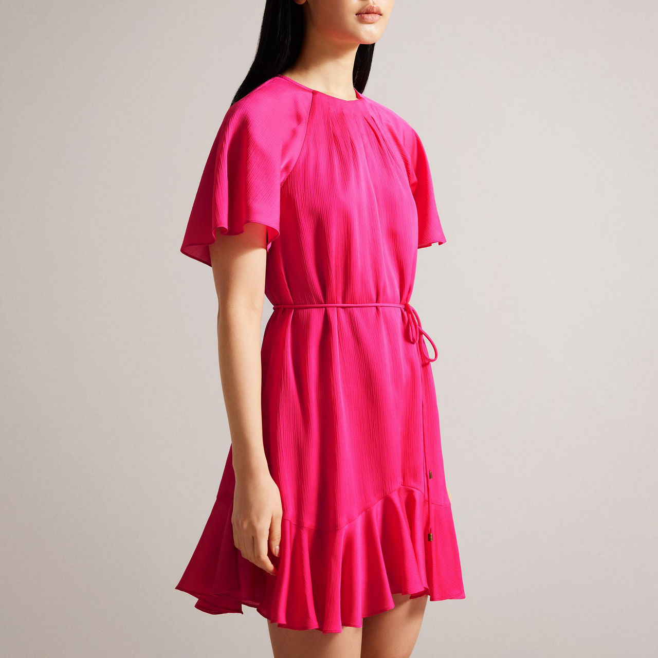Elsieee Fluted Hem Mini Skater Dress