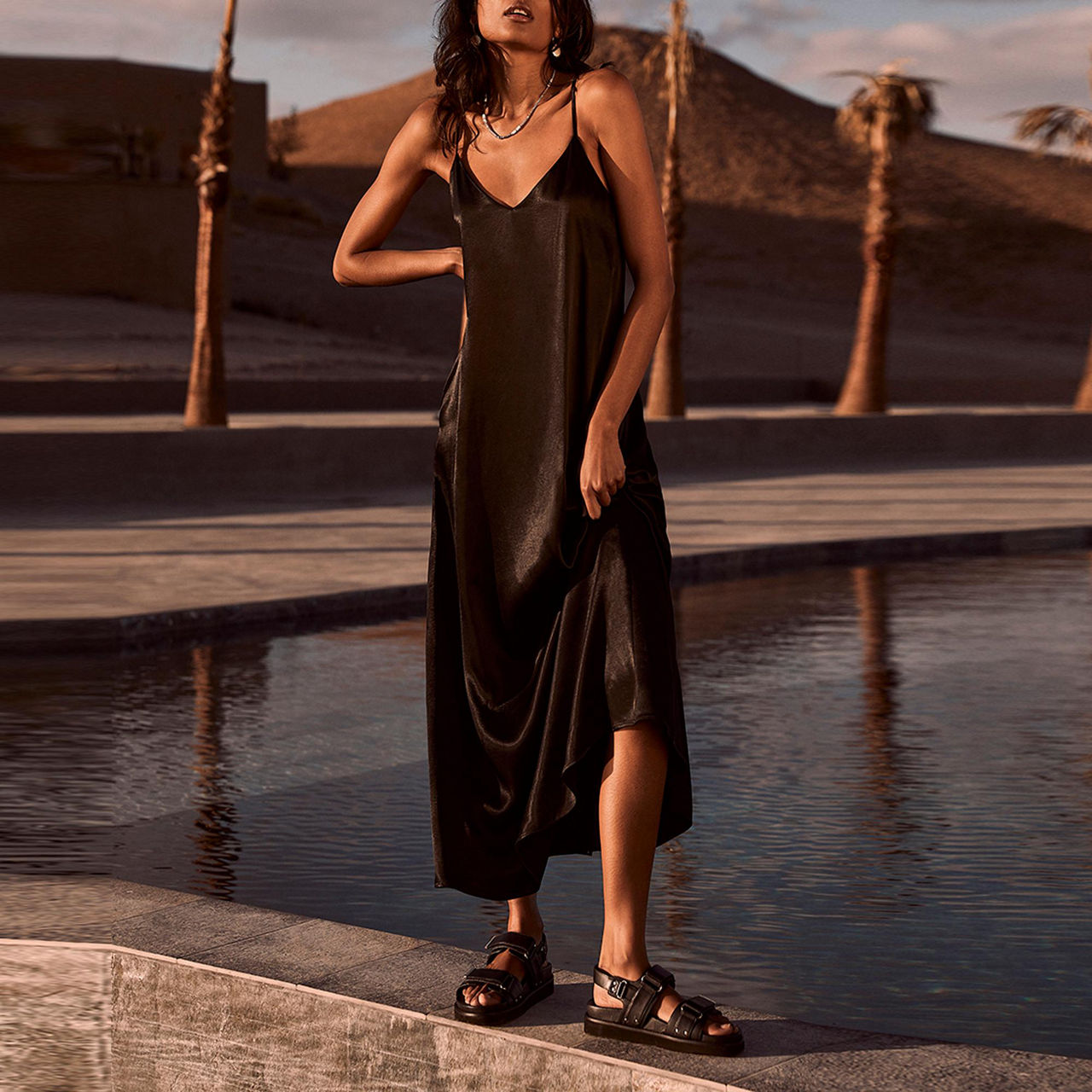 MINT VELVET Satin Trapeze Maxi Dress