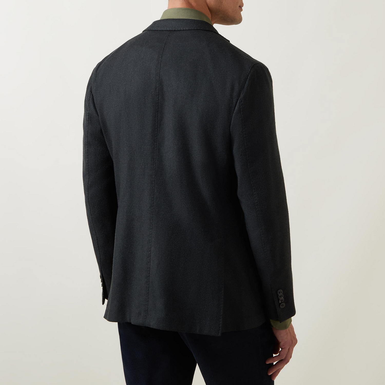 Herringbone Wool Single-Breasted Jacket