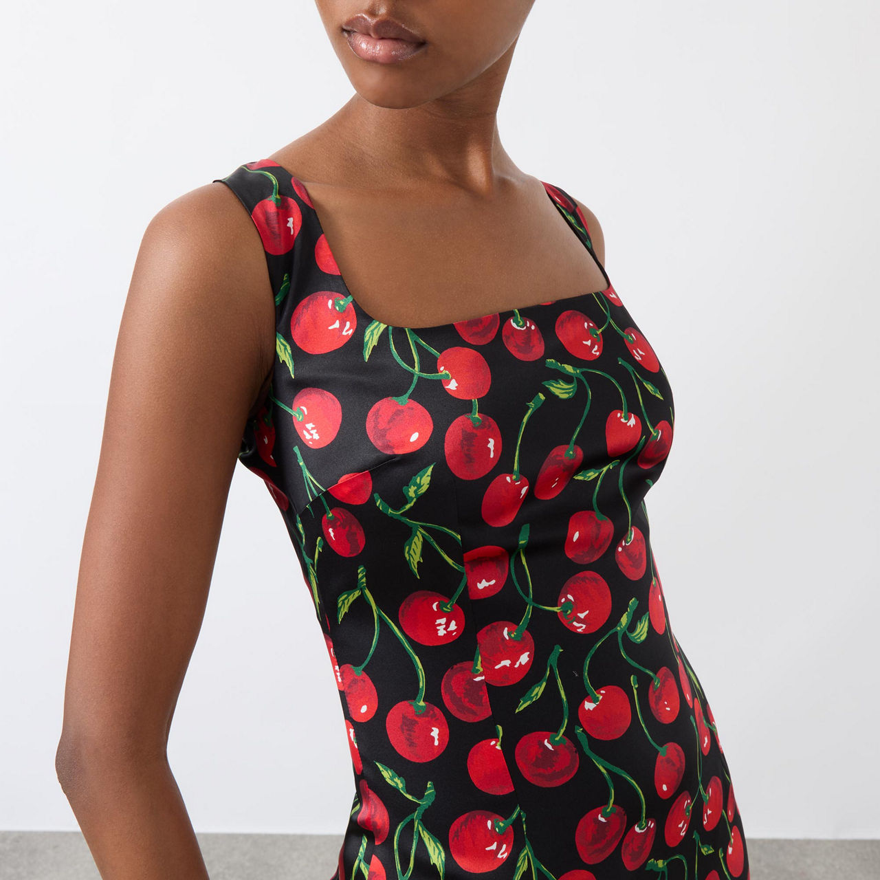 Sleeveless bodysuit- Cherry pattern