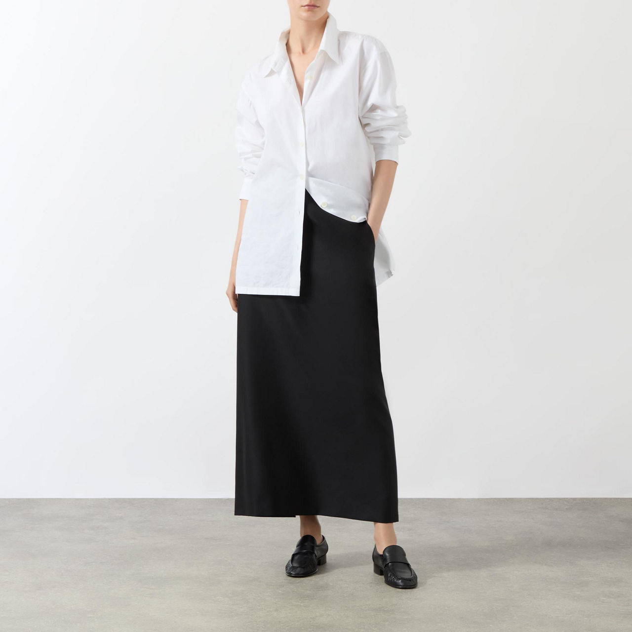 THE ROW Colt Wool Silk Midi Skirt