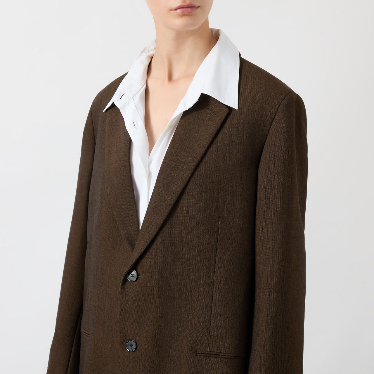 THE ROW Chevalier Single Breasted Wool Mohair Coat Brown