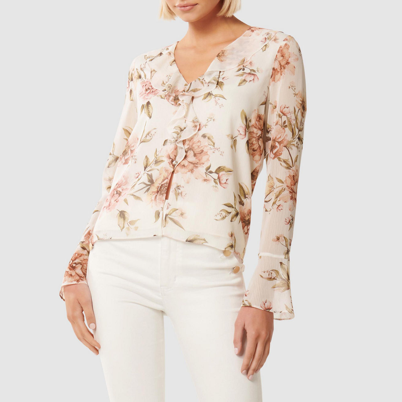 FOREVER NEW Ida Floral Printed Ruffle Blouse
