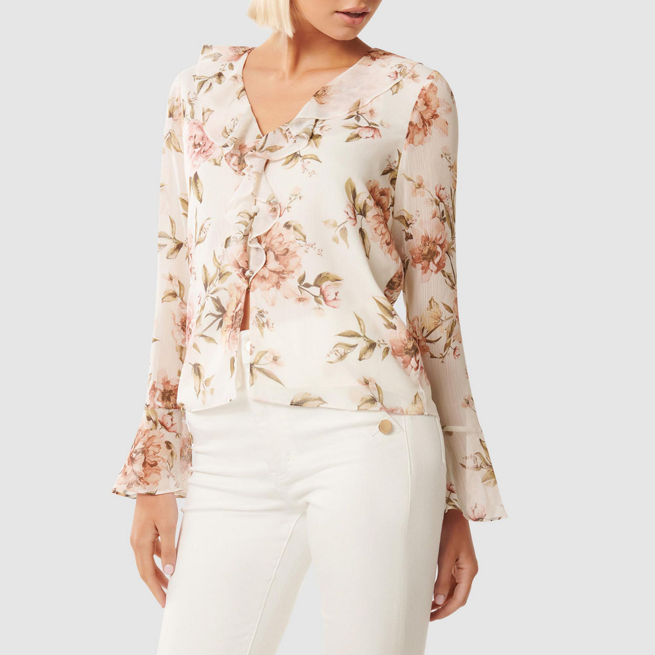FOREVER NEW Ida Floral Printed Ruffle Blouse