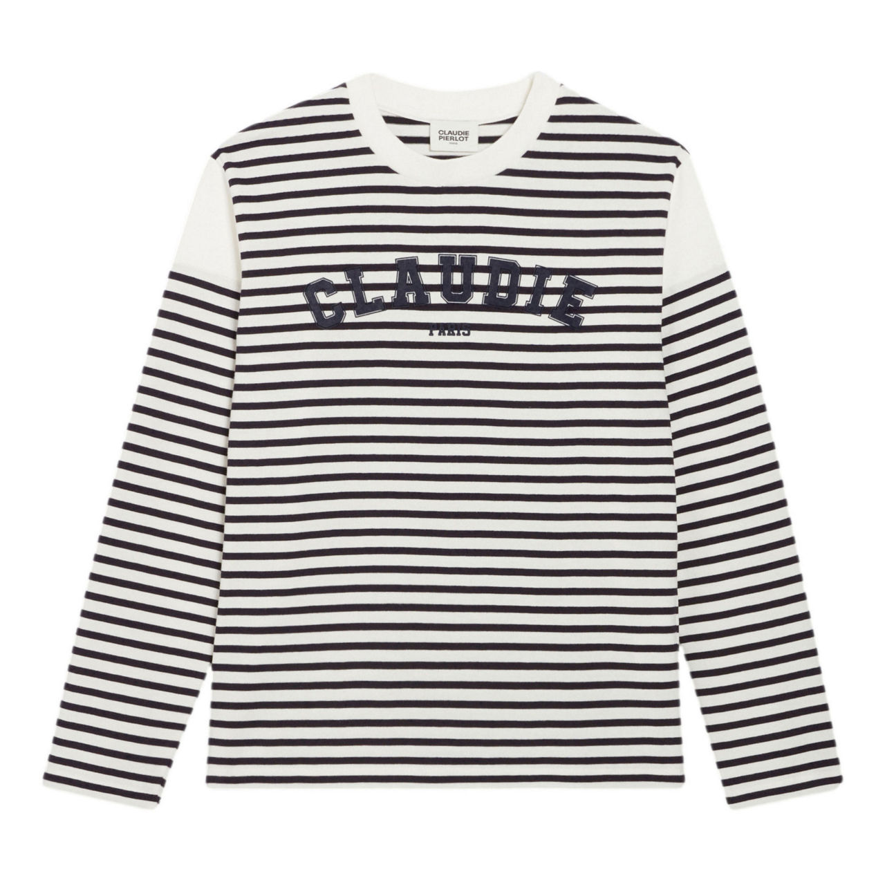 CLAUDIE PIERLOT Striped Long Sleeved Logo T Shirt