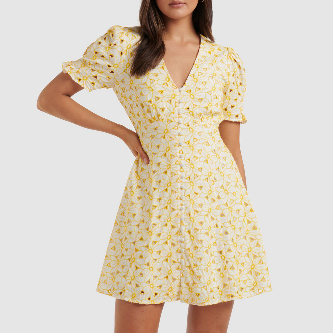 FOREVER NEW Saffron Floral Broderie Mini Sun Dress