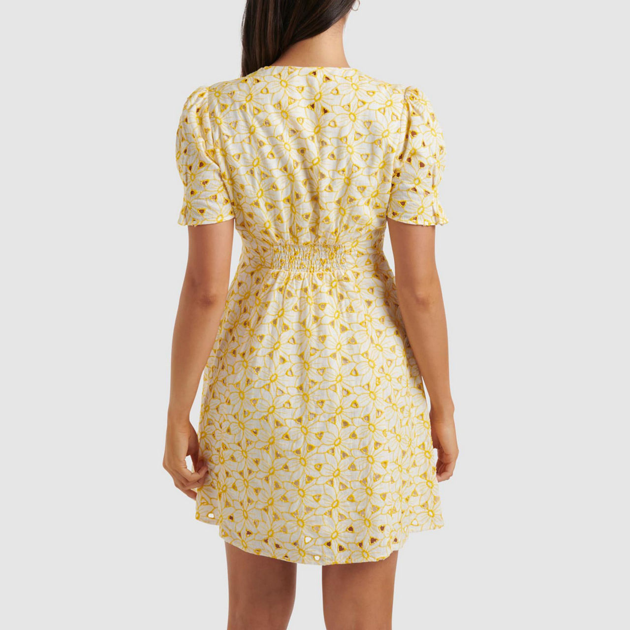 Saffron Floral Broderie Mini Sun Dress