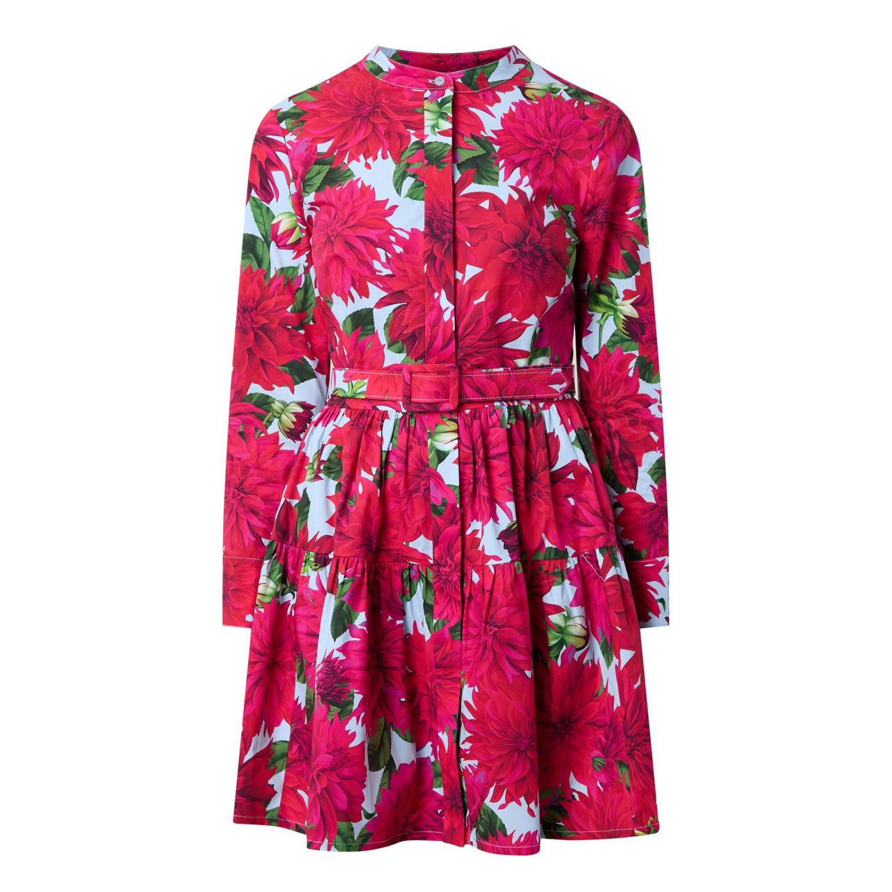 OSCAR DE LA RENTA Dahlia Long Sleeve Belted Mini Dress