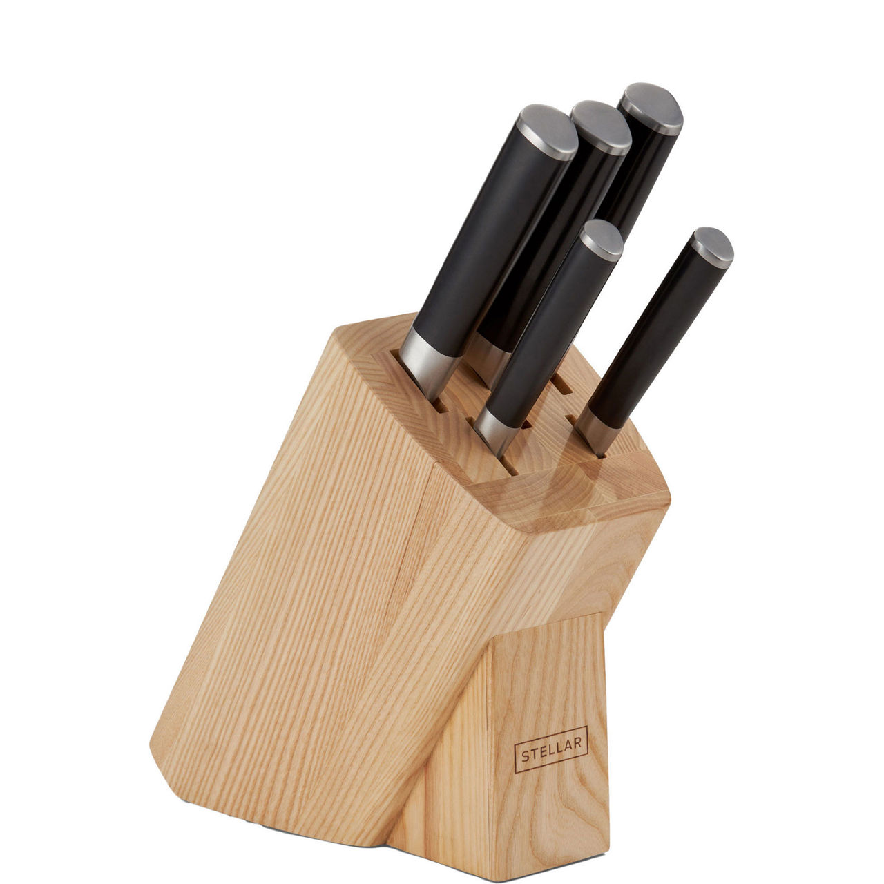 Damask Gold 5 Piece Kitchen Knife & Acrylic Knife Block Set