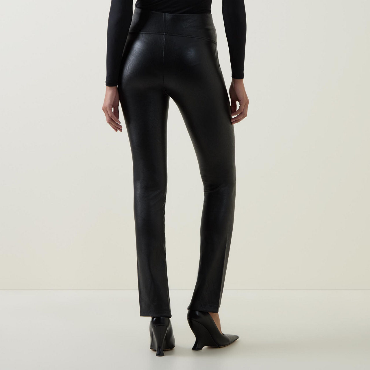 SPANX Leather-Like Slim Leg Leggings - Black