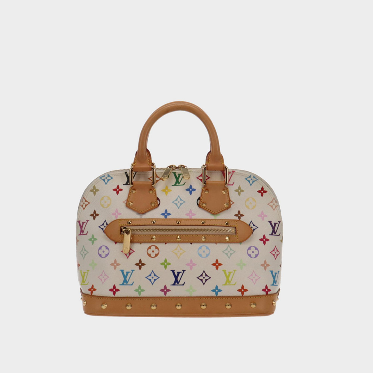 Takashi Murakami Monogram Alma Small Top Handle Bag in Calfskin, Gold