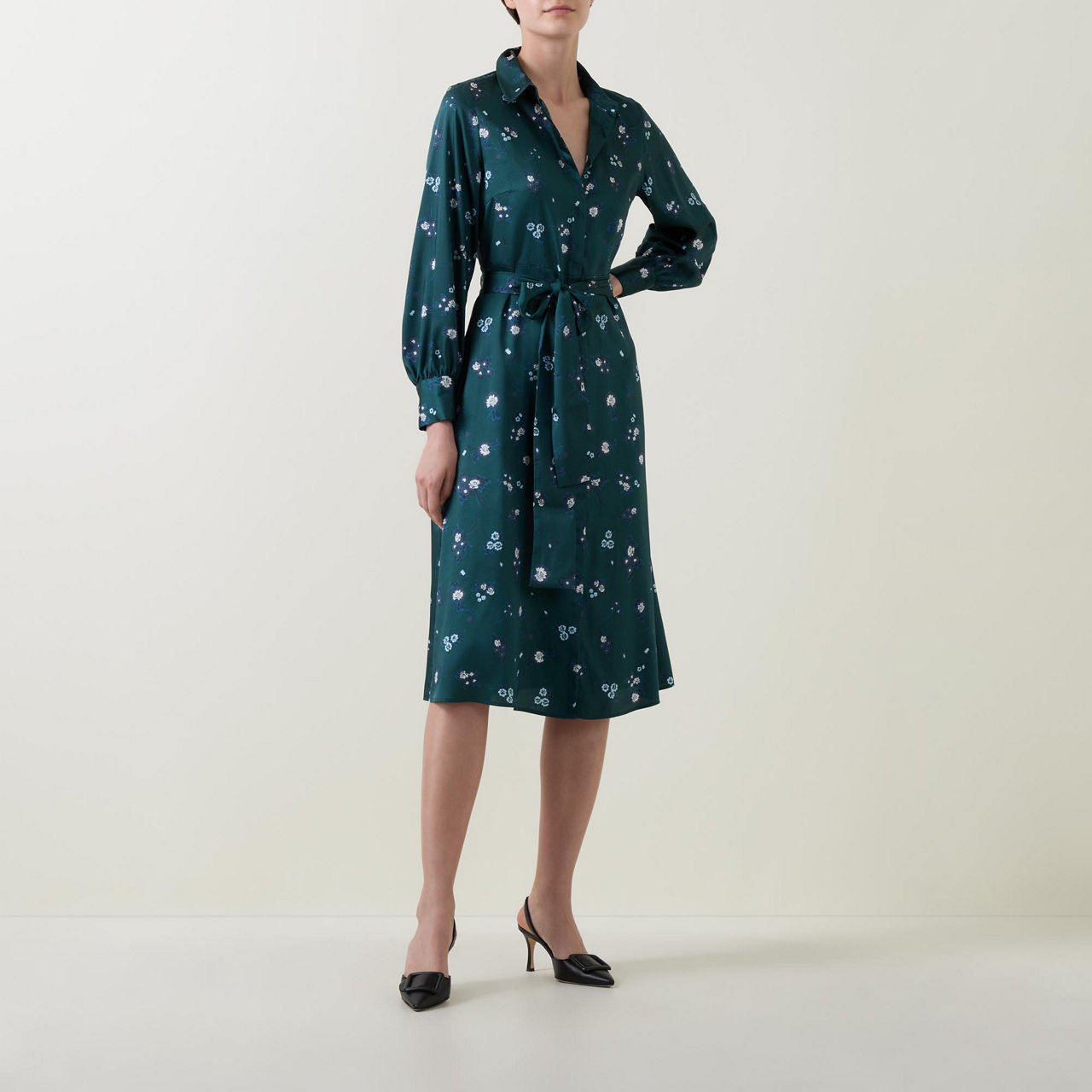 MARELLA Tritone Floral Print Shirt Dress
