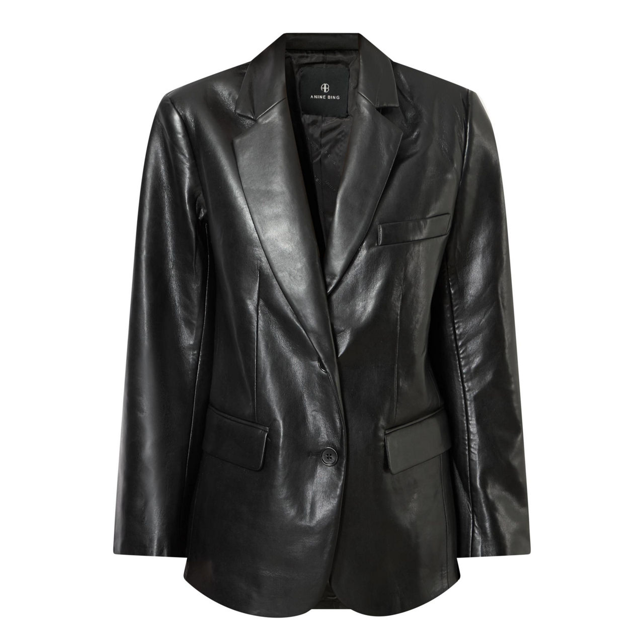 ANINE BING Single Breasted Leather Blazer