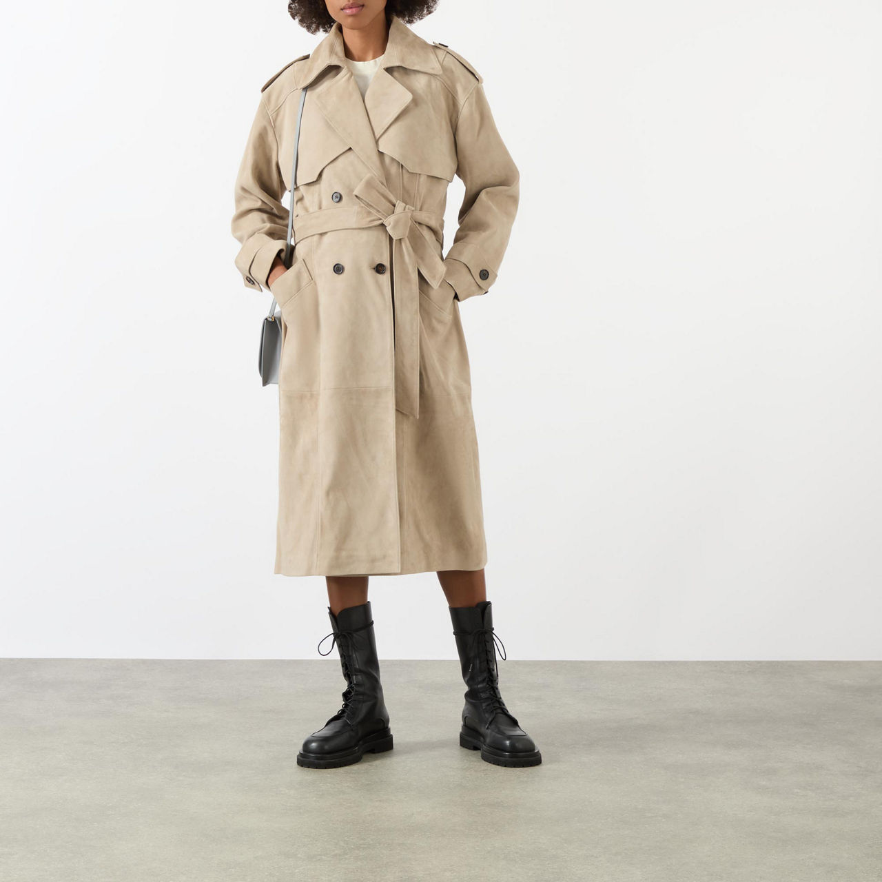 ANINE BING Finley Suede Trench Coat