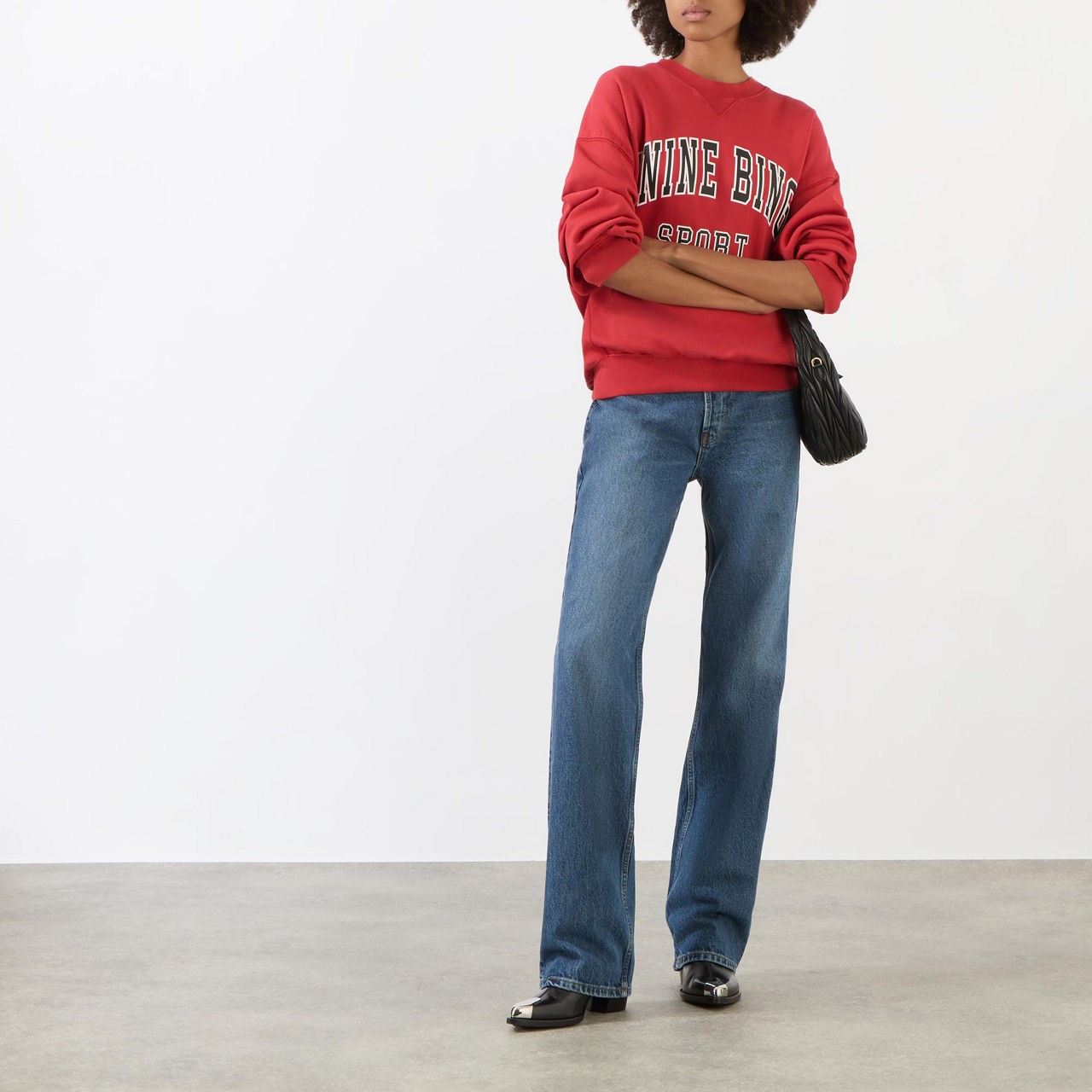 Designer Anine Bing Jaci Sweatshirt With Classic Letter Embroidery