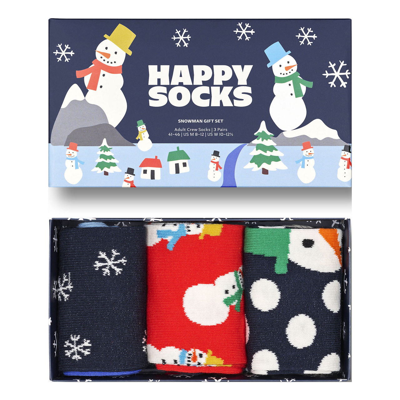 Three-Pack Snowman Socks